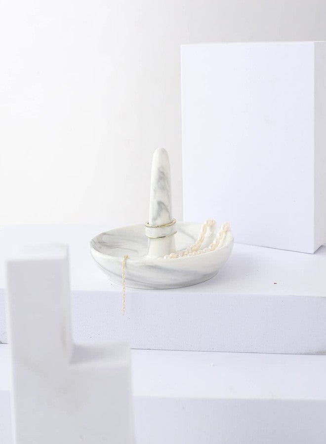 oskas Marble Ring Dish Holder,Decorative Porcelain Trinket Jewelry Dish Tray for Rings Earrings Necklaces,4 inch,Engagement Wedding Birthday Mother's Day Christmas Gift - Image 5